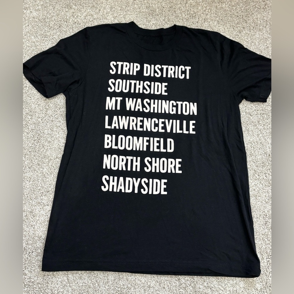 Pittsburgh Popular Cities Suburbs T-shirt Tee M L Black NWOT